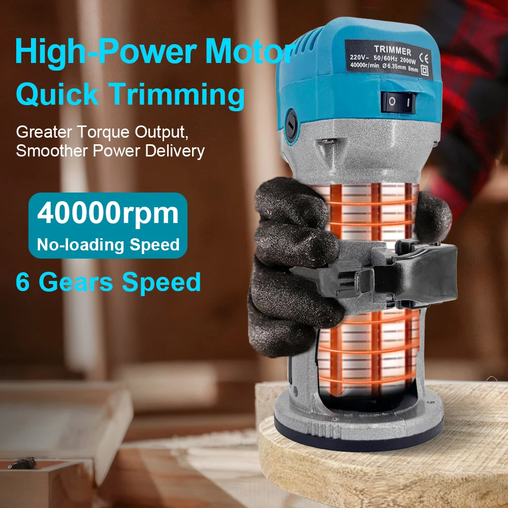 Hout Router 800 W/2000 W Elektrische Trimmer Houtbewerking Freesmachine Elektrische Hand Trimmer Hout Rand Router Tool thuis Diy