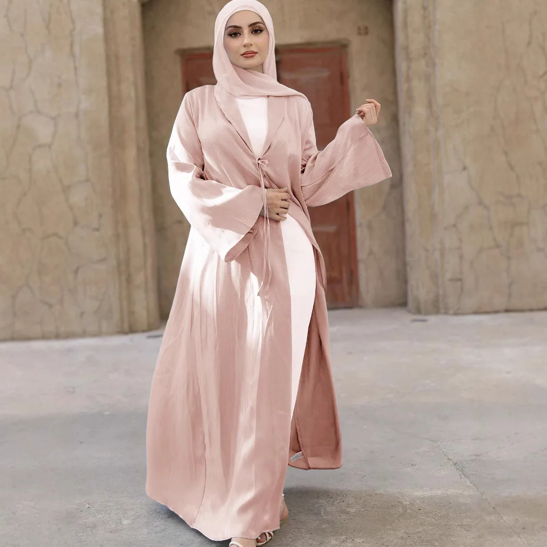 

Мусульманское модное платье Абая Дубай Абая Дубай Кардиган Длинные платья Трансграничное женское платье Абая на шнуровке с расклешенными рукавами