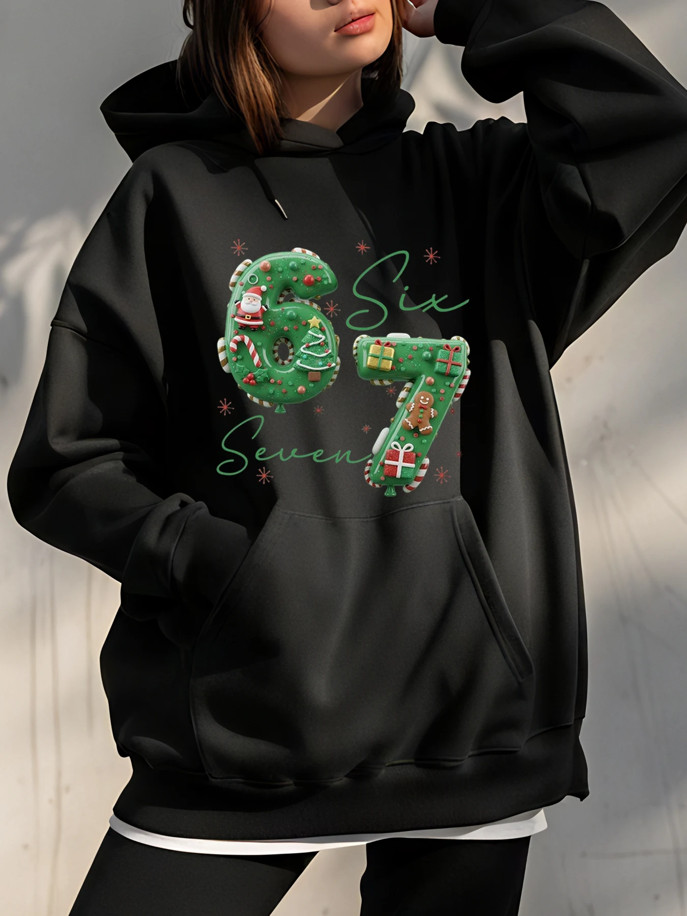 

【67】Printed Hoodie Loose Fit Casual Style with Bold Number Design, Women, Streetwear