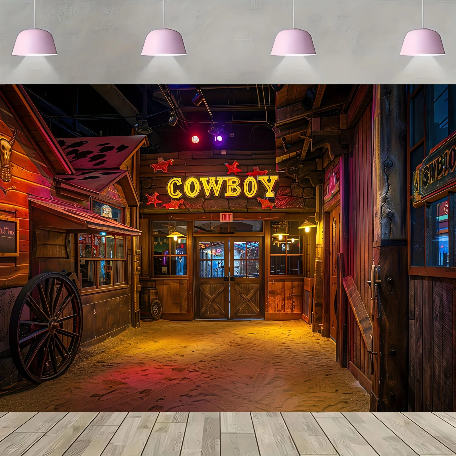 Country West barn background party, Wild West cowboy farmhouse photography background theme