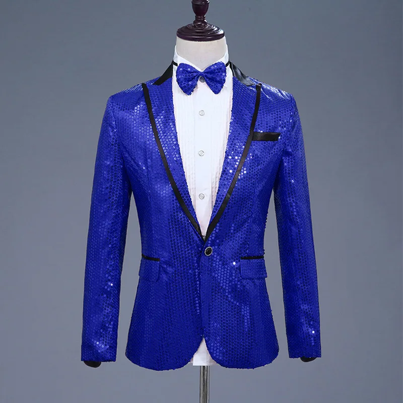 Jaqueta masculina de lantejoula dourada Glitter embelezada Blazer, terno de baile de boate, Blazer Top, fantasia de desempenho para clube, cantor anfitrião