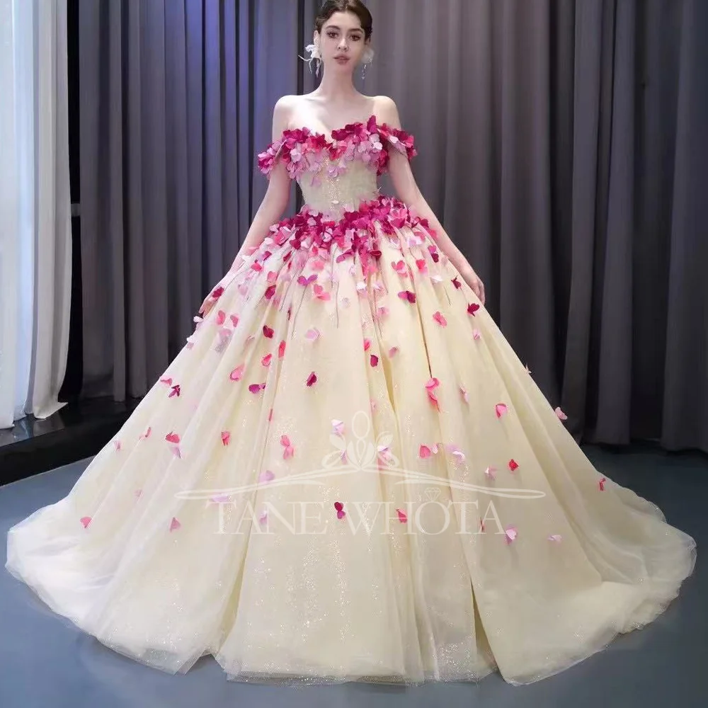 

Sweetheart Off-Shoulder Ball Gown Evening Dress With Lace-Up Back And Crystal Appliques Customizable Fit