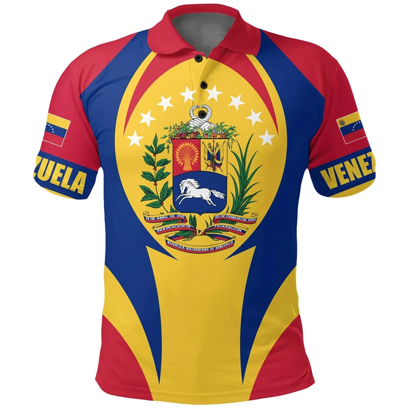 Venezuela Flag Polo Shirt Summer Sports Casual Short Sleeve Tshirt Tops 2024 Venezuelan National Emblem Loose Print Tee Shirts