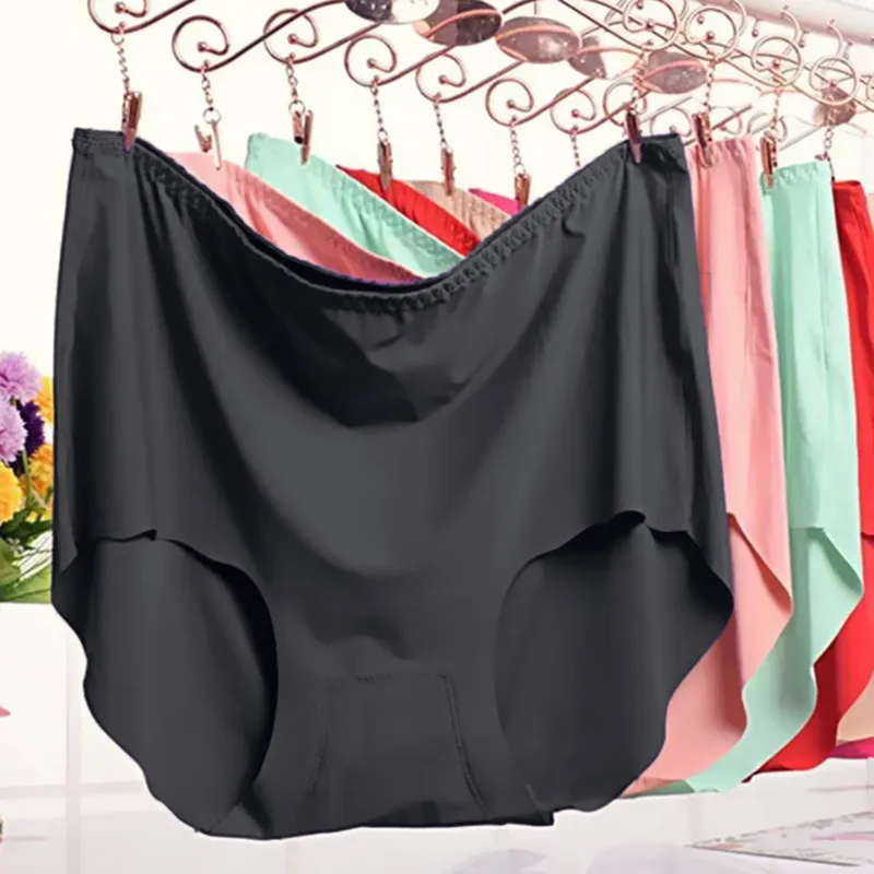 Large Size Panties for Women Underwear Ladies Big Size Briefs Ice Silk Cotton Crotch Plus Size Seamless Panties Female Xxxl 4XL