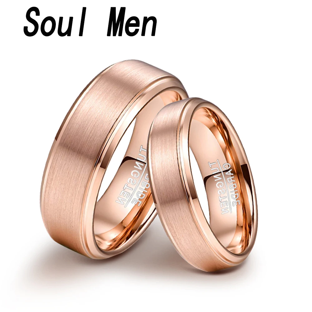 Classic Rose Gold Color Tungsten Wedding Ring For Women Men  Carbide Engagement Band Comfort Fit Width 8mm 6mm