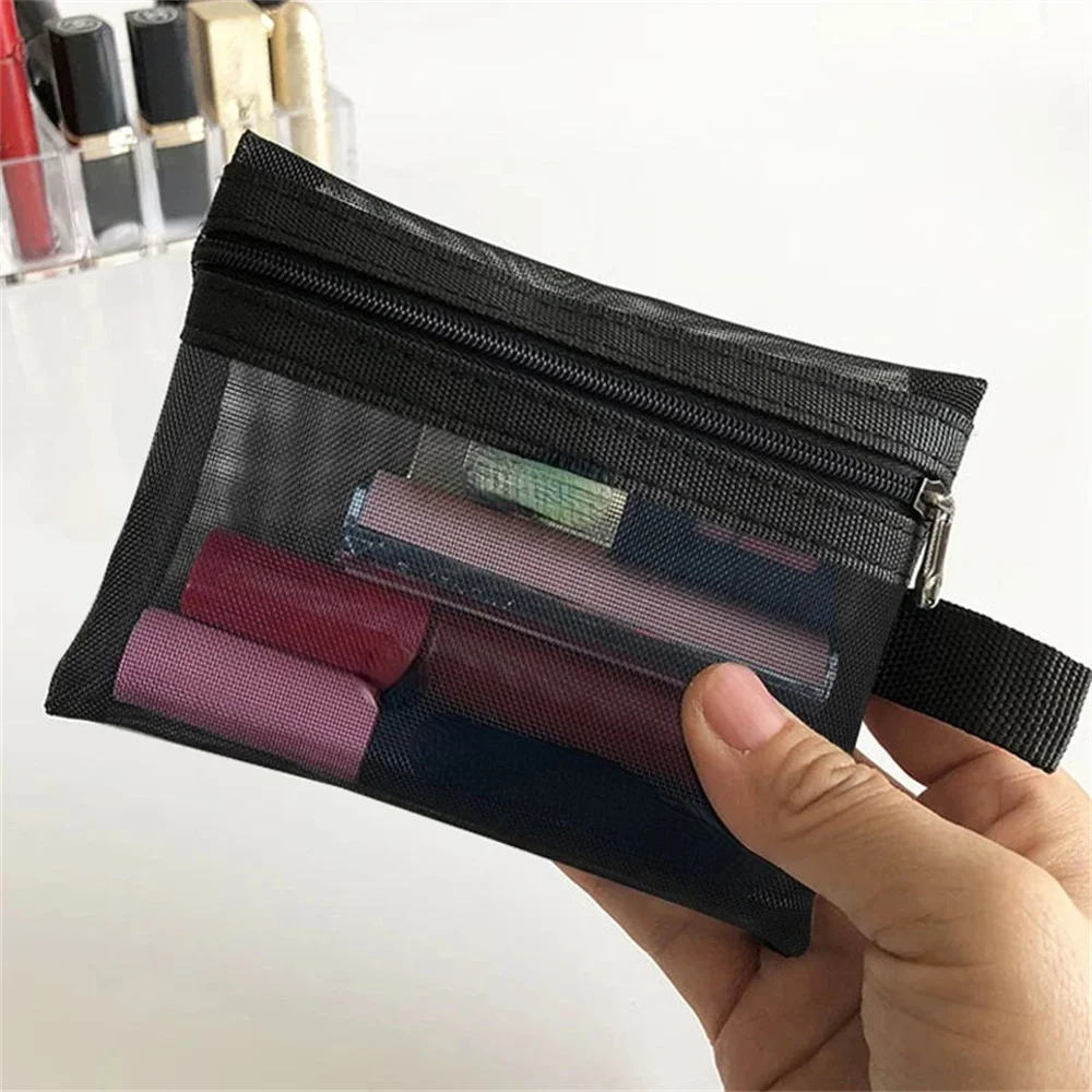 Borsa per cosmetici in rete da donna Borsa da viaggio per trucco Organizzatore Borsa per trucco femminile Custodia per bellezza da toilette piccola