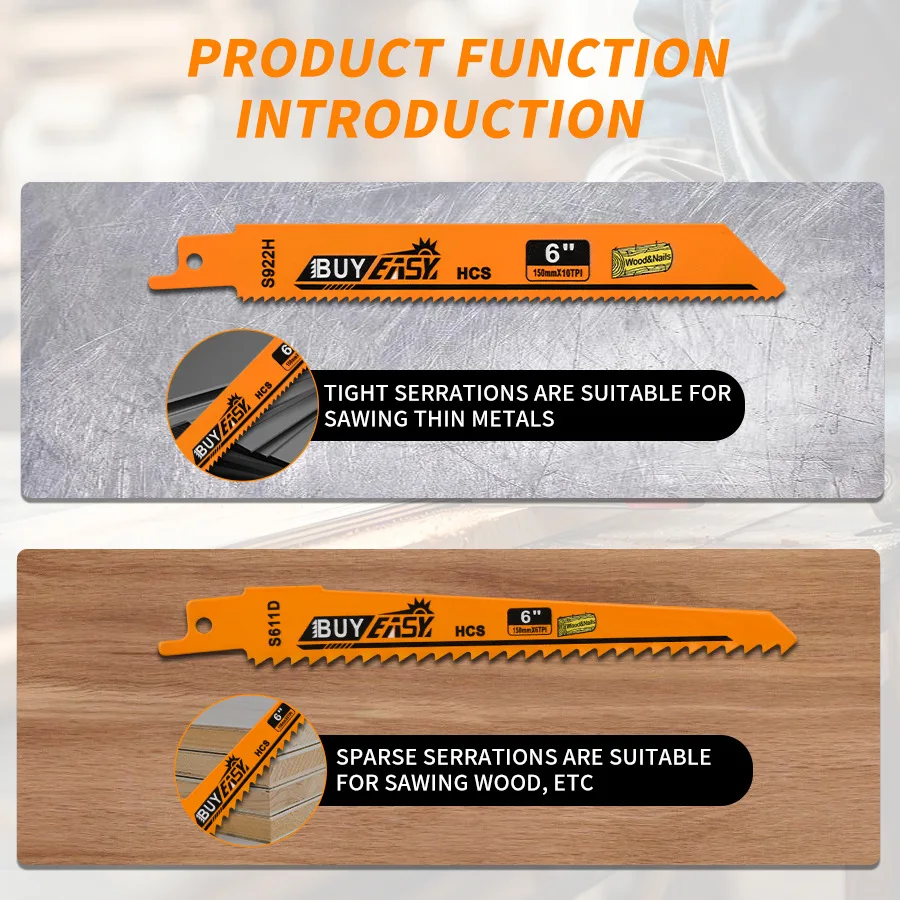 10 stks HCS Verdikte Zaagbladen Set Multifunctioneel voor Hout Metaal Vezelplaat Reciprozaag Power Tool Accessoires Kit