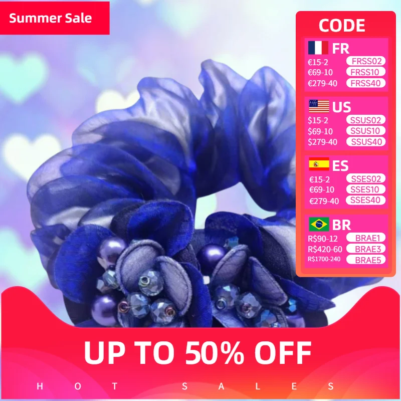 

Flower Scrunchie Plate Hair Tie Horse Tail Elastic Rubber Band Mother 머리끈 Flower Hair Rope Accessories for Women