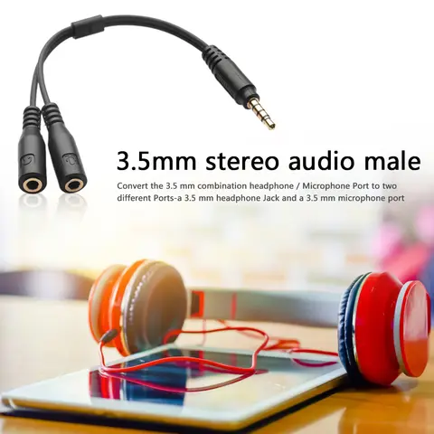 3,5 mm mikrofonheadset-splitteradapterkabel 1 TRRS till 2 TRS-ljudkonverteringskabel Tillbehör till smarta mobiltelefoner 6 best sales jack-splitter - №5