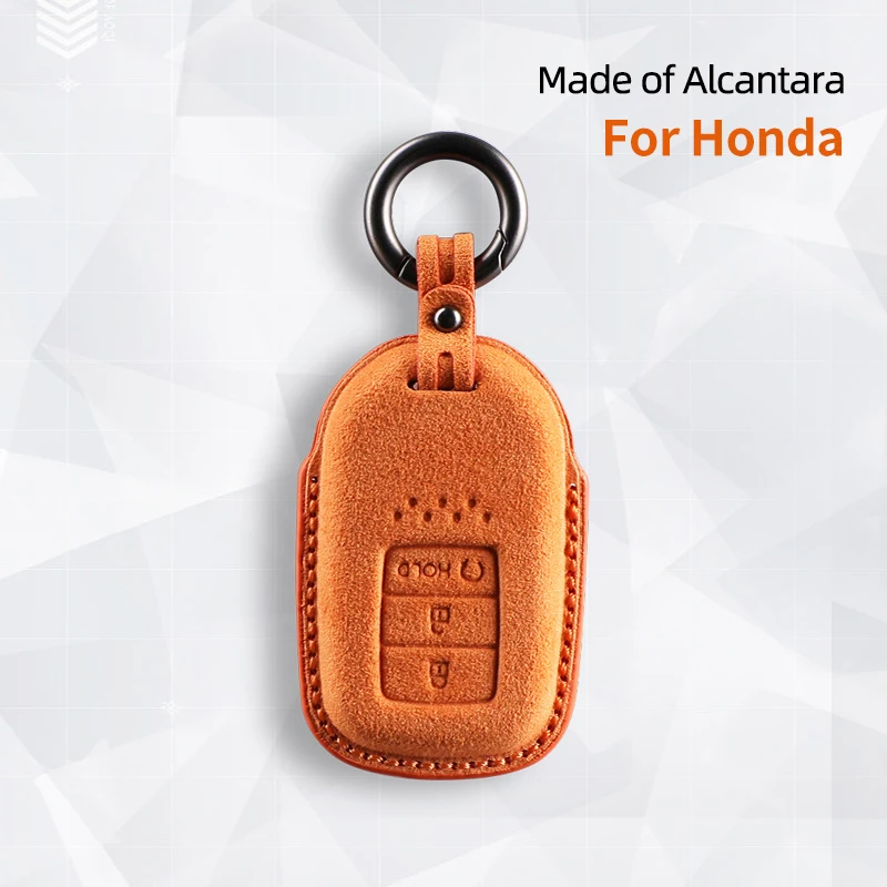 Car Key Case Cover Shell For Honda Accord Civic Fit HRV CRV XRV Suede Keychain Protector Interior Accessories Alcantara 2022