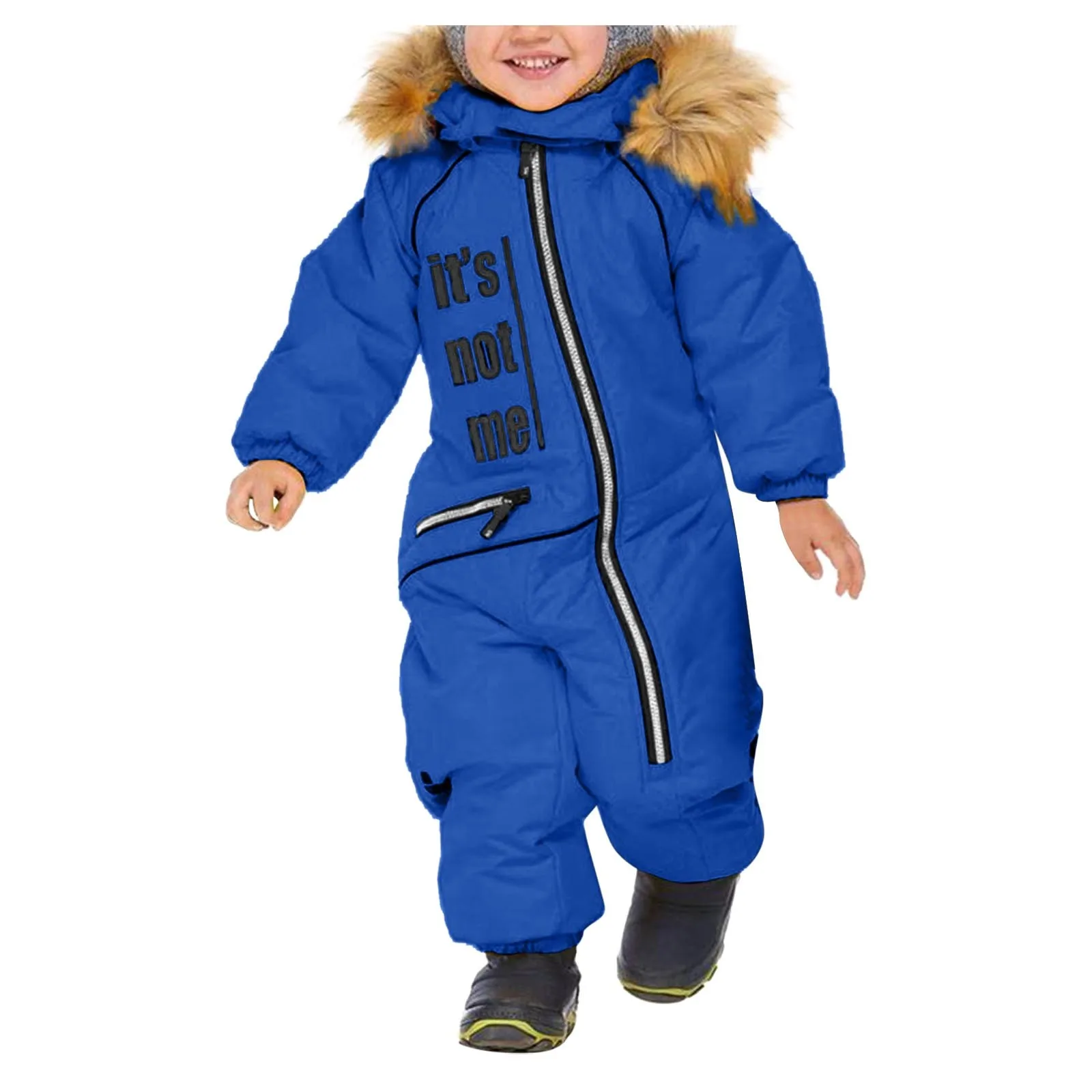 Children\'s Solid Snow Suit Boys Ski Suit Thermal Ski Overall Winter Warm Snow Overall Windproof Child Padded One-Piece Ski Suit