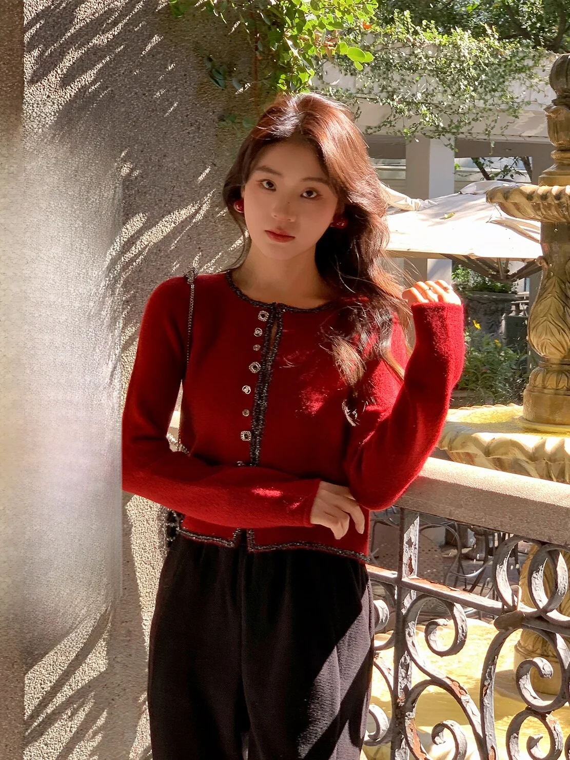 

Red Women's Knitted Top Inner Wear ort Sve Long Sve Acrylic Polyester Nylon Wool Blend Winter Faion
