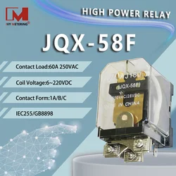 WJ180 JQX-58F 60A Power Relay 12VDC 24VDC 220VAC UPS Industrial Control CE UL TUV CQC RoHS