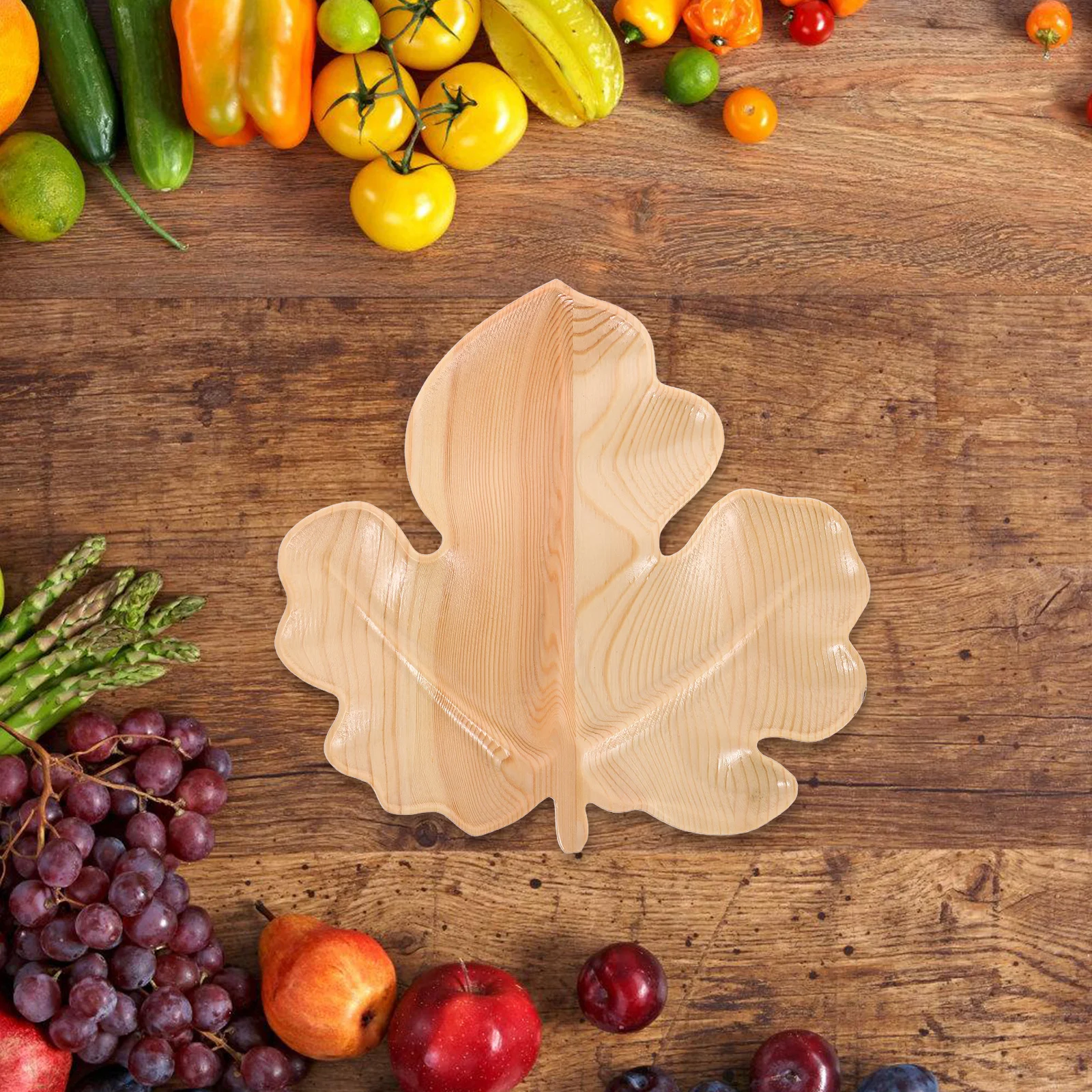 

Wooden Leaf Serving Tray Rustic Fruit Bowl Natural Wood Dessert Plate Home Decor Snack Platter Valentine'S Day Gift Appetizer