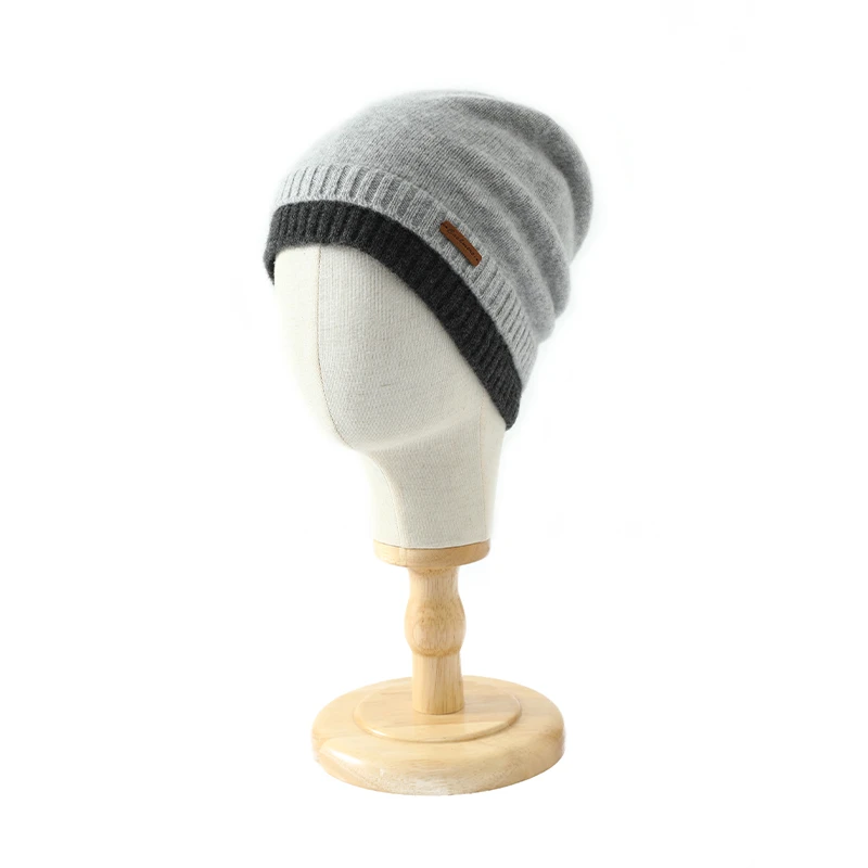 

ZOCEPT Winter Hat Women/Men 100% Merino Wool Knitted Women's Soft Warm Beanies Hat Fashion Outdoor Unisex Two-Tone Patchwork Cap