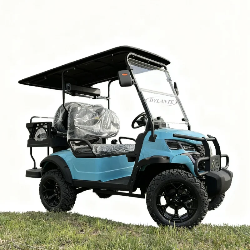 الصين الصانع باستمرار 60 فولت 4KW مخصص على الطرق الوعرة سيارة كهربائية سرعة 4 مقعد عربة جولف كهربائية محمولة