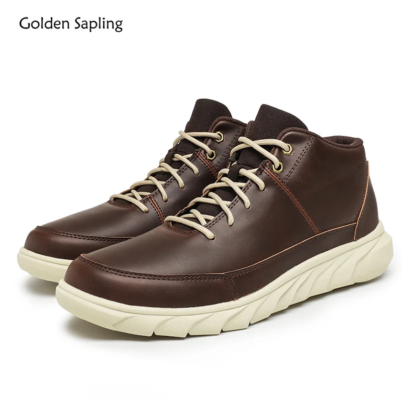 Golden Sapling Plus Size 39-46 Man Shoes Fashion Concise Casual Outdoor Shoe 2025 Spring Microfiber Leather Mid Cut Man Footwear