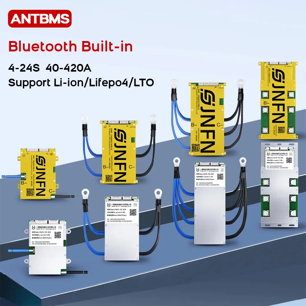 ANT Smart BMS 4S-24S 16S 40A Lifepo4 BMS 10S 13S 48V 130A Li-ion BMS 20S NMC LFP for E-bike E-scooter with Bluetooth Balance BMS