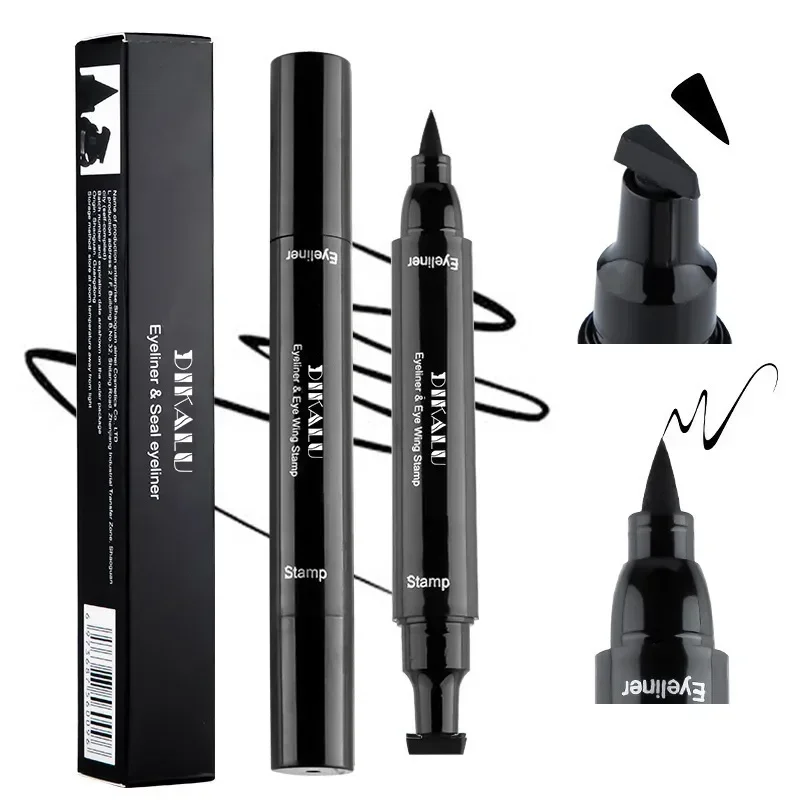 Black Double-ended Quick-drying Triangle Star Seal Eyeliner Pen Waterproof Lasting Non-smudge Liquid Eye Liner Pencil Cosmetic