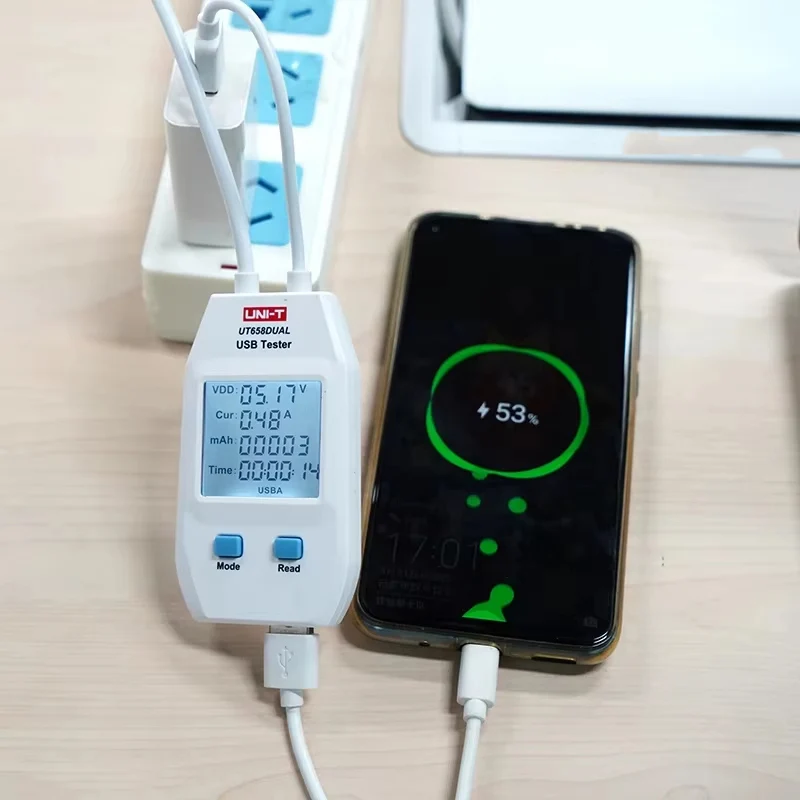 UNI-T UT658 USB Tester ładowarka typu C typu interfejs mobilny prąd ładowania moc miernik mocy Tester rezystancji USB