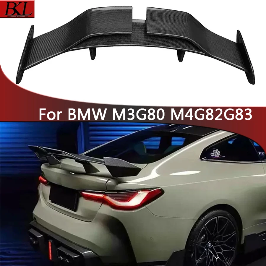 

For BMW M3 M4 G80 G82 G83 Carbon Fiber Tail fins Rear Trunk Spoiler Guide Wing Rear Wing Car Trunk Diverter body kit