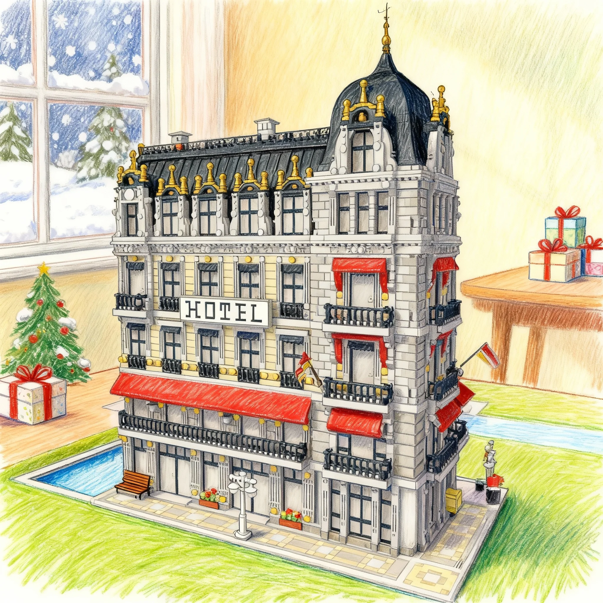 

10126 деталей MOC: Модульная модель уличной сцены (кафе, отель) — строительные блоки, архитектурные конструкторы, рождественские подарки, развивающие игрушки, кирпичики для детей