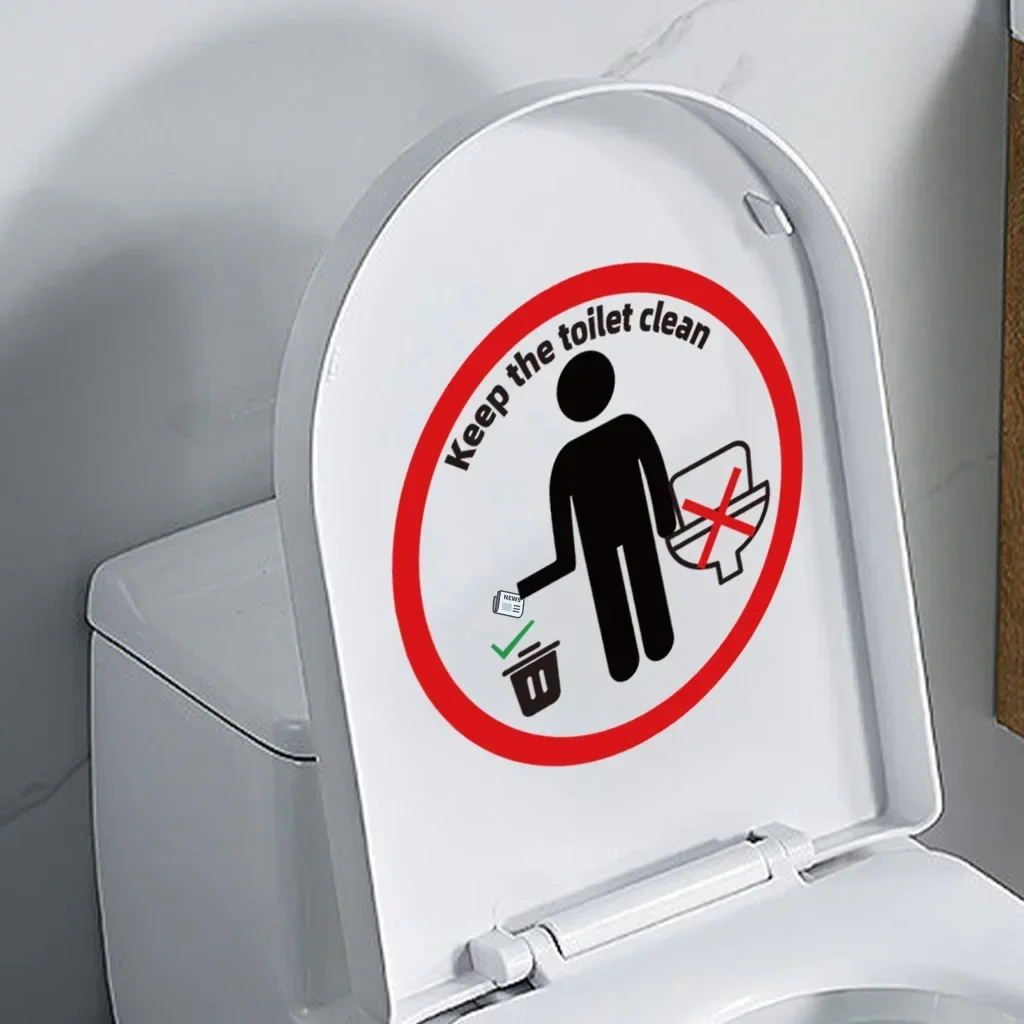 

English Warning Slogan Wall Sticker Toilet Toilet Sticker Restaurant Bathroom Commercial Place Decorative Wall Sticker 25*25cm