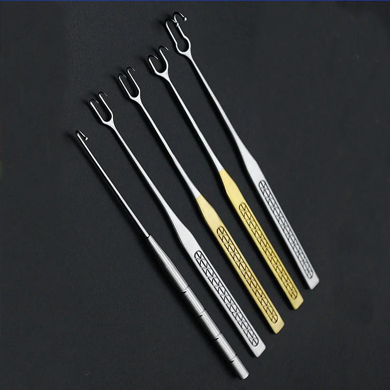 Beauty and plastic surgery, double eyelid self pulling hook, nasal microsurgical tool, sharp head, blunt head, eyelids, bags, an