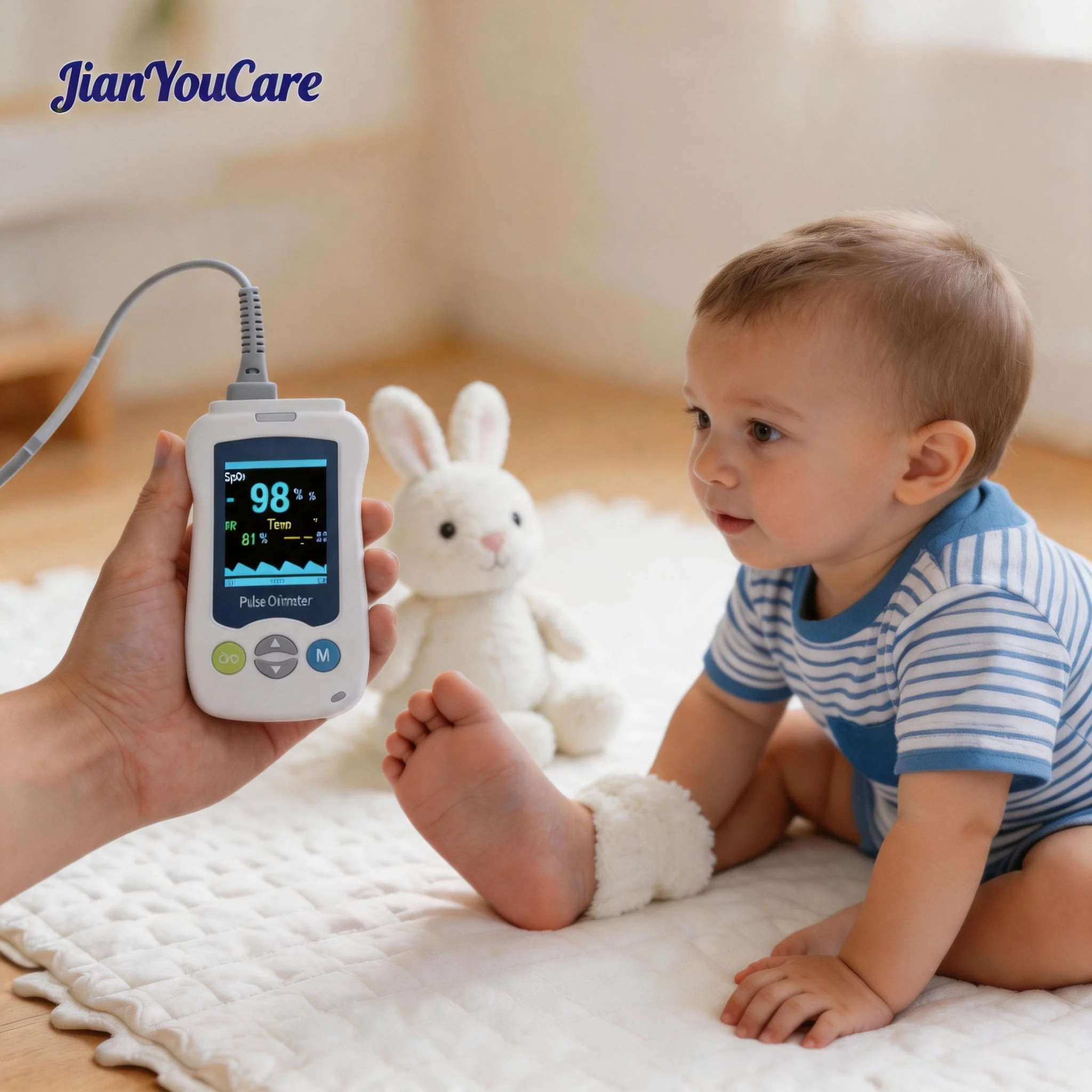 JianYouCare Medical Handheld Pulse Oximeter Newborn baby Child Adult Neonatal Oximetro De Pulso Fingertip Alarm Reminder Clinic
