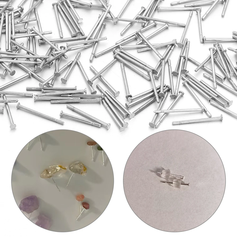 200pcs/lot 316 Stainless Steel Flat Head Ear Pins Earring Studs Blank Post Base Pins For DIY Earrings Piercing Jewelry Making view 2