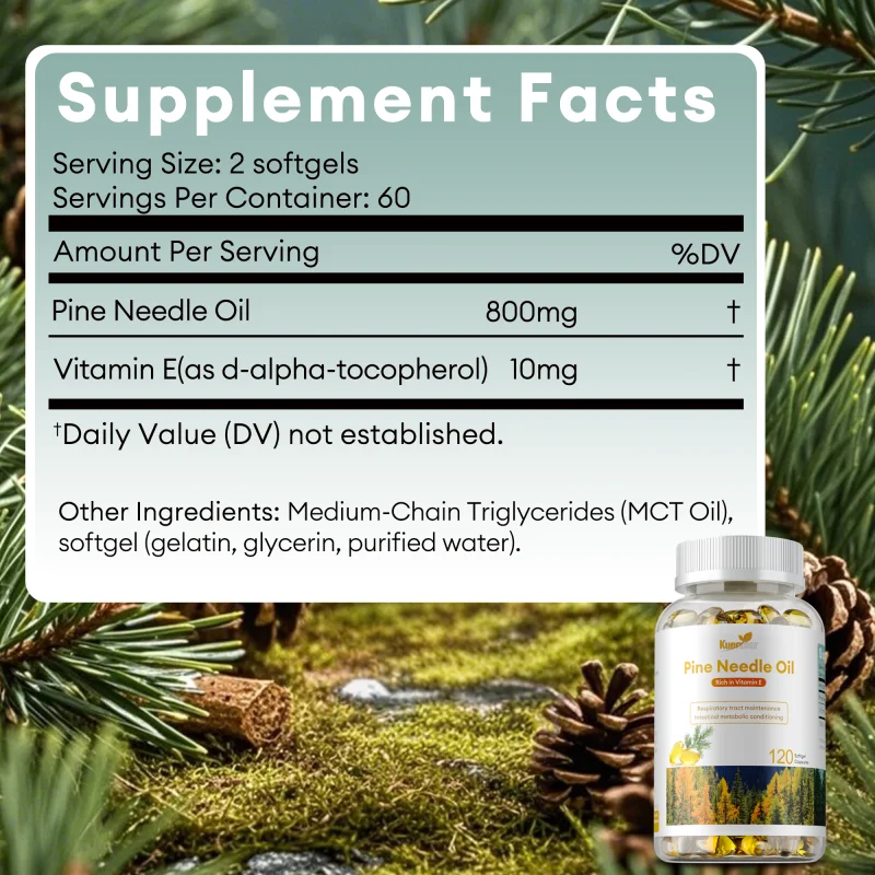 Pine Needle Oil Capsules - Respiratory Support, Antioxidants, Body Detoxification, Blood Circulation, Immune Support