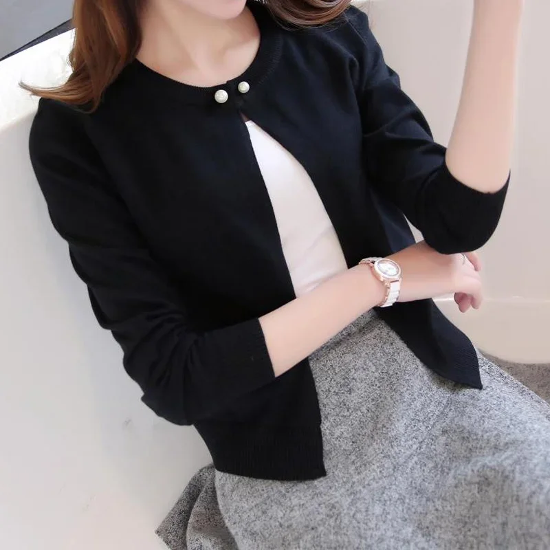 Korean Fashion New Female Cardigan Autumn Winter Sweater 2024 New Spring Jacket Coat Knit Cardigan Candy Color Basic Tops