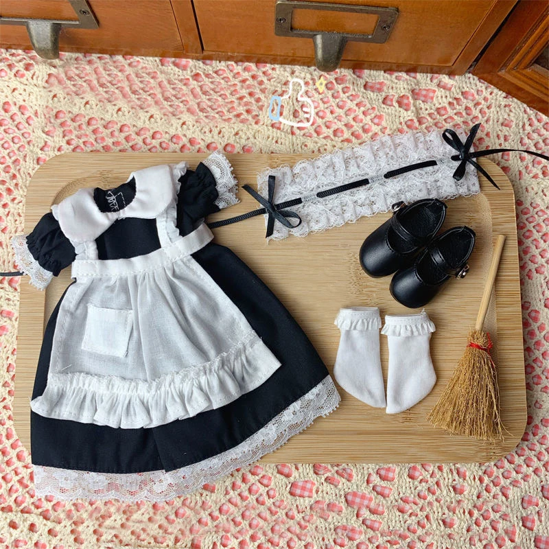 H02-027 children handmade toy BJD/SD doll clothes 1/6 30cm Black and white French maid set