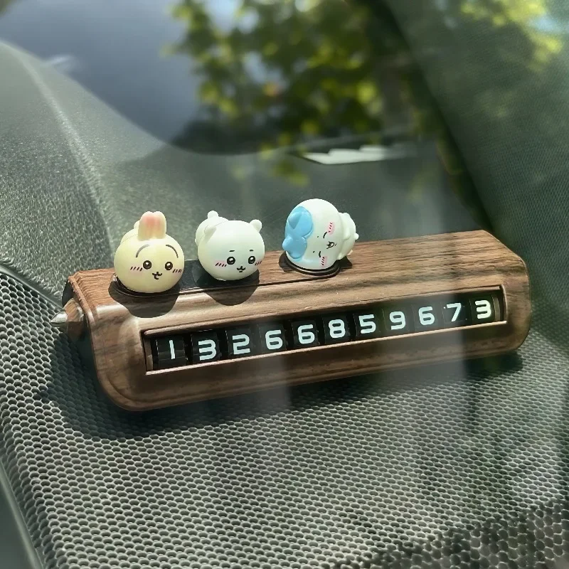 Cute Chiikawa Parking Number Plate Roller Digital Flippable Number Strong Adhesive Built-in Emergency Window Breaker Creative
