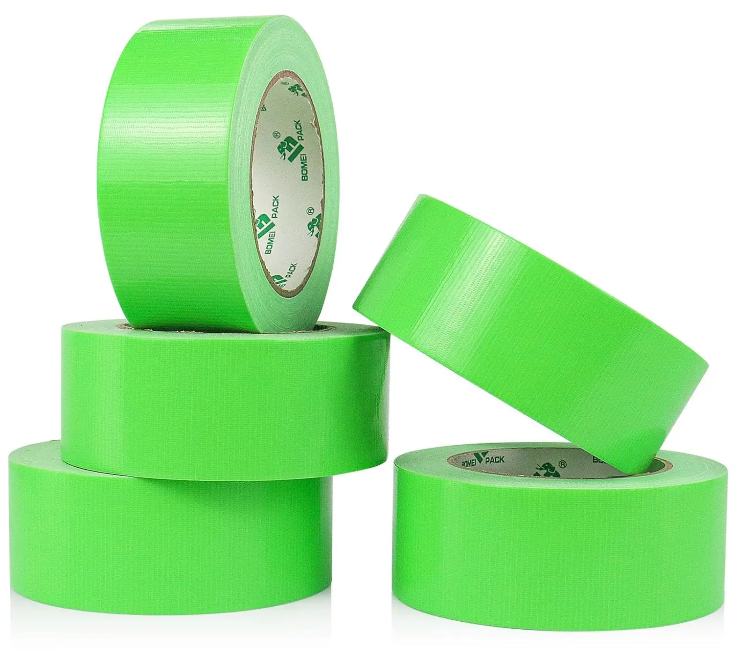 Green Duct Tape, 5Rolls Heavy Duty Strong Industrial Color Duct Tape 9.0mil x 1.88inch x 30yds for Packing and Repairing
