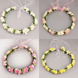 Adjustable Women Beach Wreath Head Wear For Wedding Decorations Bridal Hair Accessories Lady Girls Bohemia Flower Crown Headband