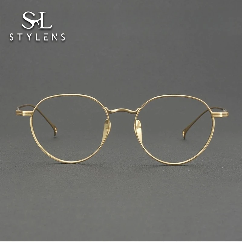 

STYLENS Retro Pure Titanium Prescription Optical Glasses Casual Men Women Reading Glasses Anti Blue Light Art GlassesKMN3005