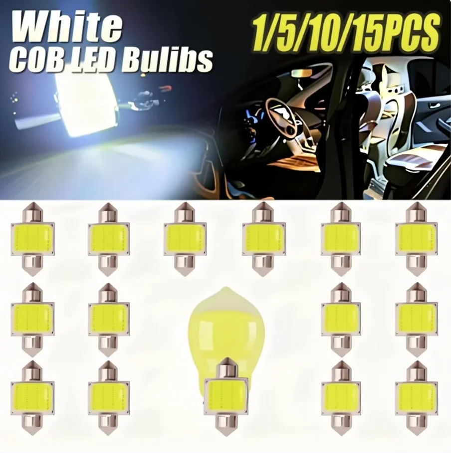 

12V White COB LED Bulbs 31mm 12SMD for Car Interior Reading Dome Door Light License Plate 600lm Car Lighting Upgrade