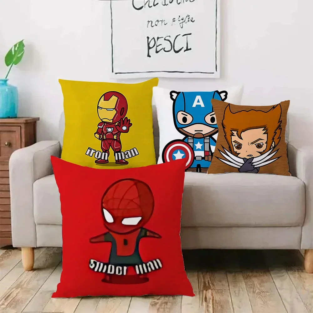 M-Marvel Superheros Spidermans Pillow Covers Cartoon Sofa Decorative Home Double-sided Printing Short Plush Cute Cushion Cover