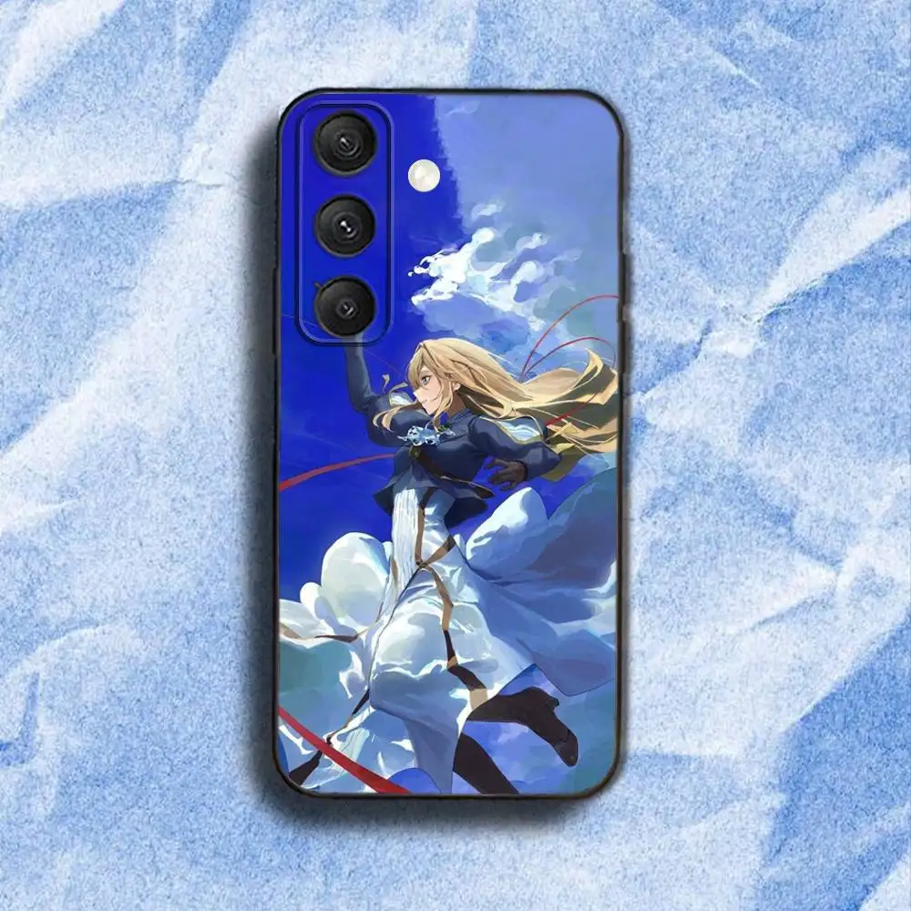 حافظة هاتف V-Violet Evergarden-es لهاتف سامسونج S 25,24,23,22,30,21,10,9,Ultra,Plus,Lite,FE,4,5G حافظة ناعمة سوداء