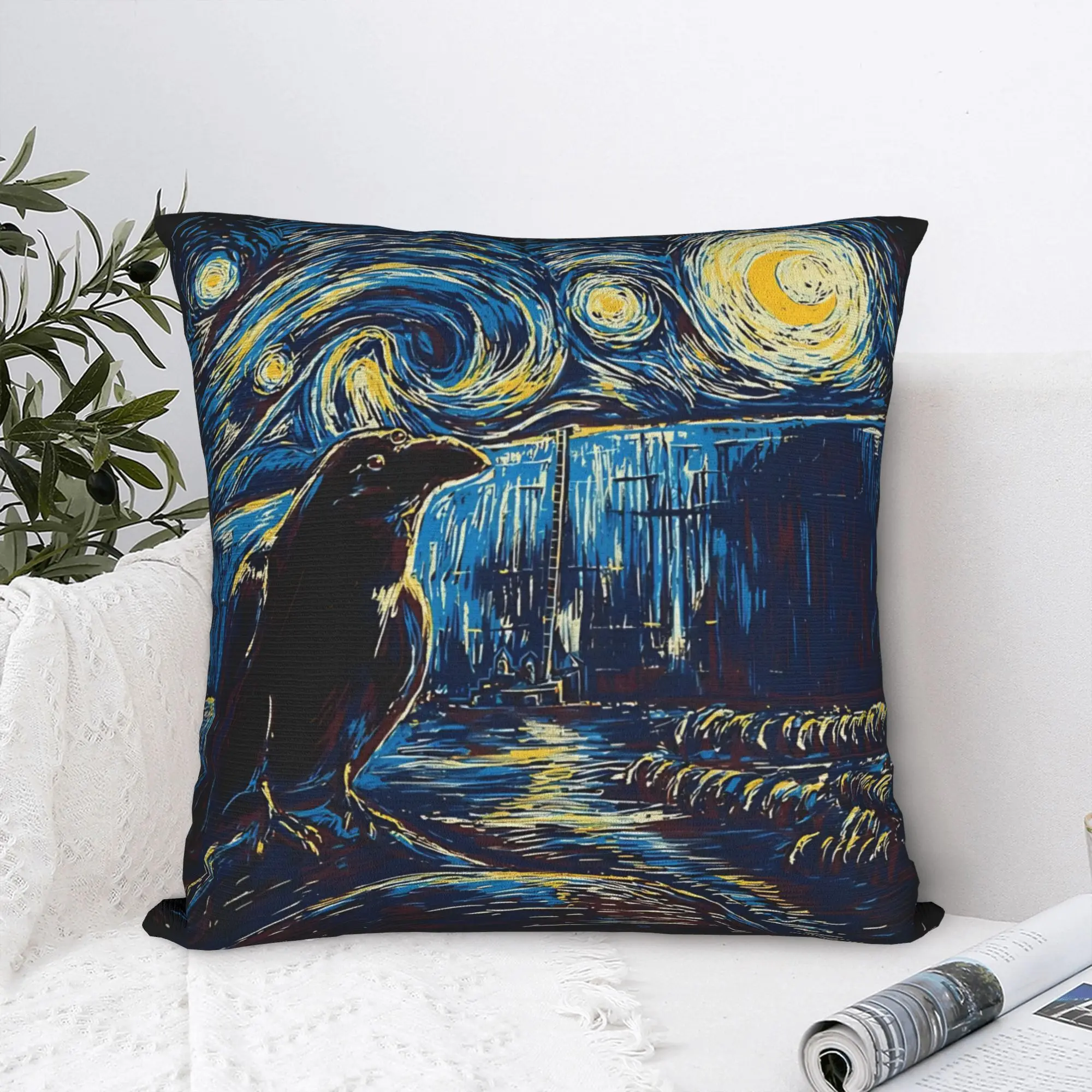 Starry Night's Watch Square Pillow Case  Cushion Cover Customized Polyester Decorative Pillowcase for Home 45x45cm