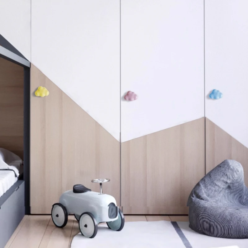 Schrank- und Schubladen-Möbelgriffe, Niedliche Wolken-Schranktürgriffe aus Reinem Messing, Matte Griffe, Nordische Keramikknöpfe für Kinderzimmer – Detail 6