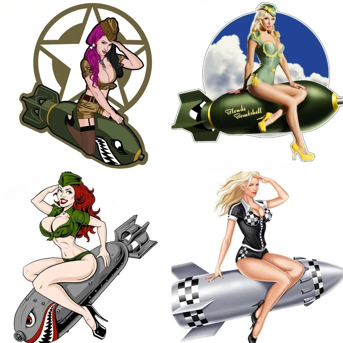 Rocket Poster Girl Retro Car Sticker Drop DIY Decoration 4x4 Off Road Waterproof Motorcycle Helmet Wall Styling