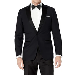 Luxury Custom Made Men Tuxedo Suits For Men Oxford Blue Silk Wool Tuxedo Jacket Black Wool Pants Wedding Tuxedo Suit For Groom