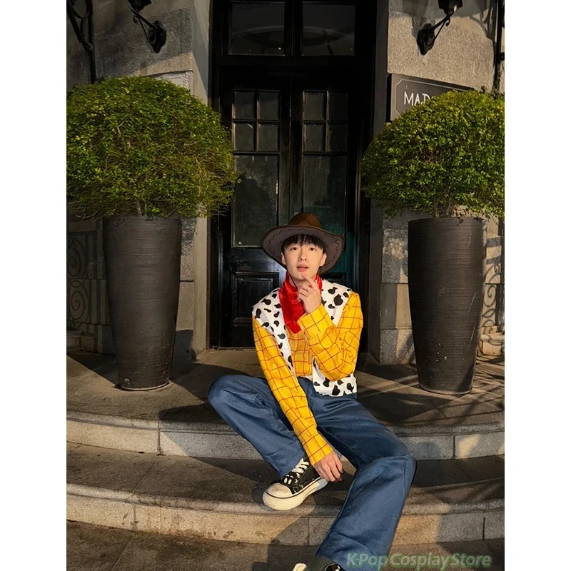 

BEAST KINGDOM Anime Bo Peep Woody Cosplay Costume Toy Story Cosplay Cowboys Woody Suits Vest Hat Cape Halloween Party Cos Adult