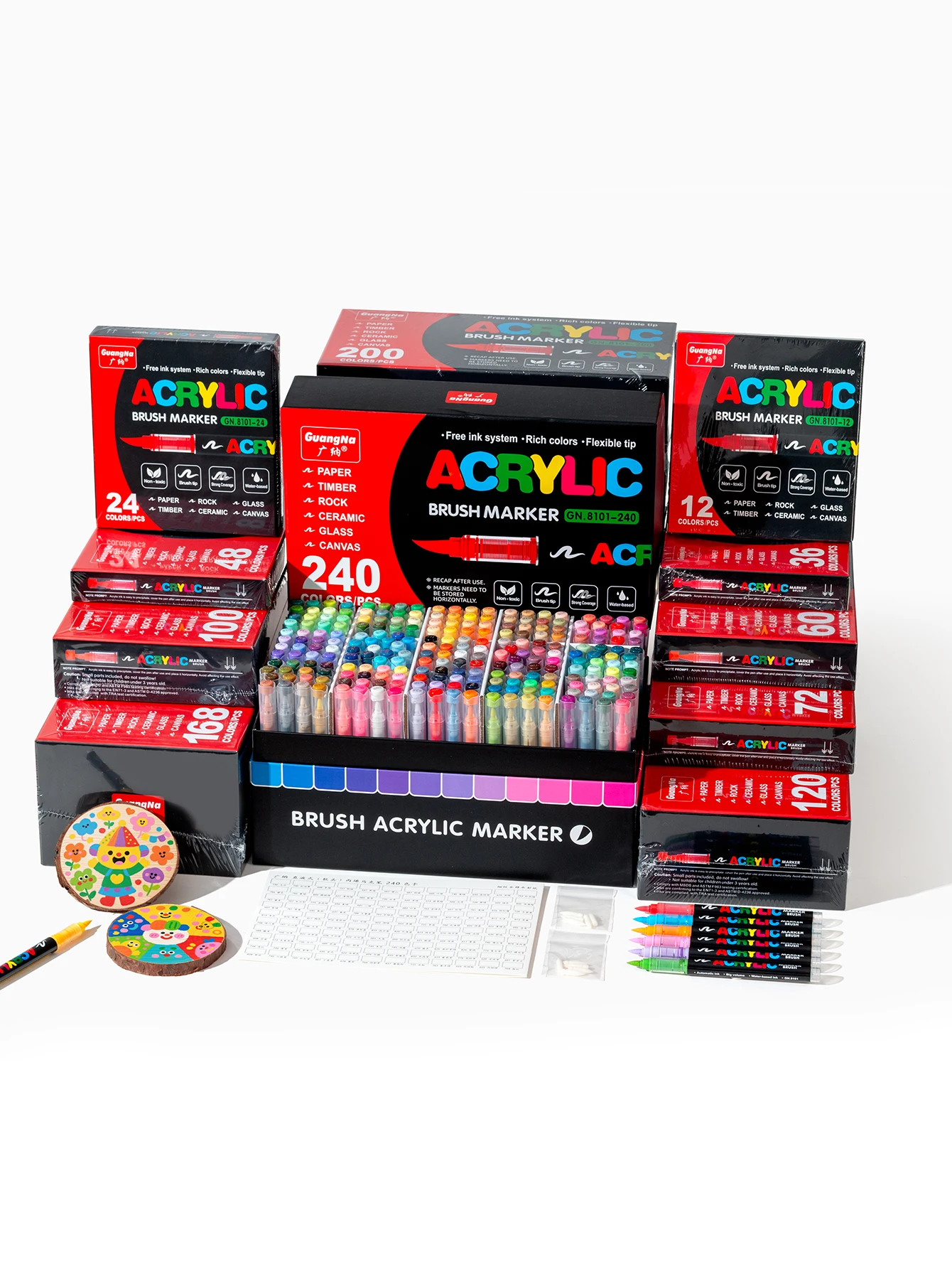 12-240 Color/Box Professionelles Künstlermarker-Set – Soft-Tip-Zeichnung, gerade Linie, flüssige Acrylmarker, DIY Graffiti Art Painti – Detail 1
