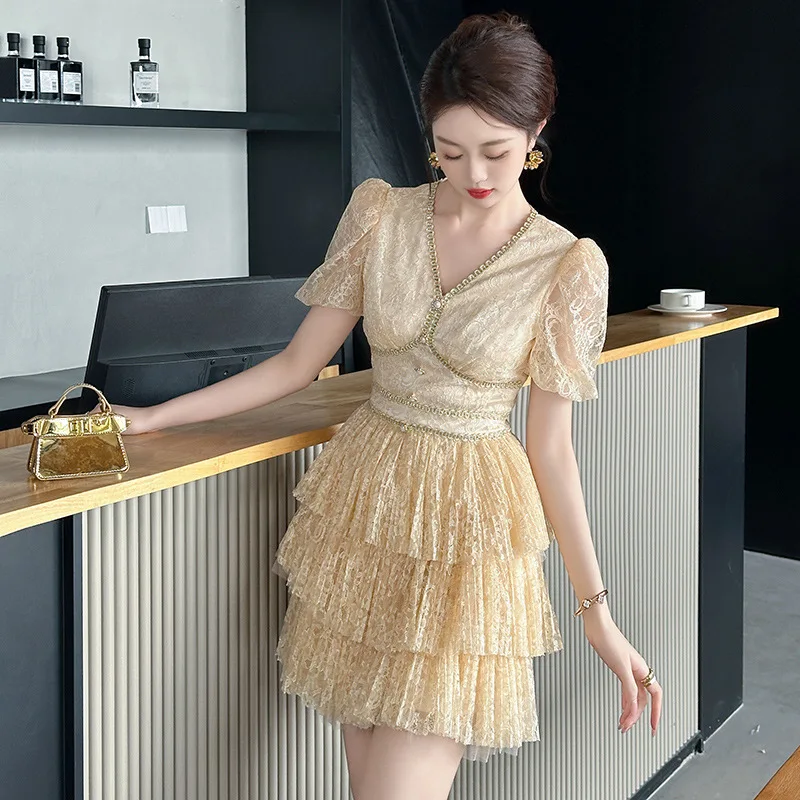 Heavy Industry Lace Dress, Female Xia Mingyuan Cake Dress, Fluffy Princess Dress