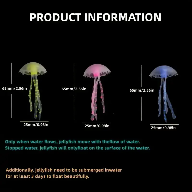 6/3pcst Artificial Jellyfishes Aquarium Fish Tank Accessories Simulation Fluorescent Jellyfish Tank Aquarium Landscaping Random