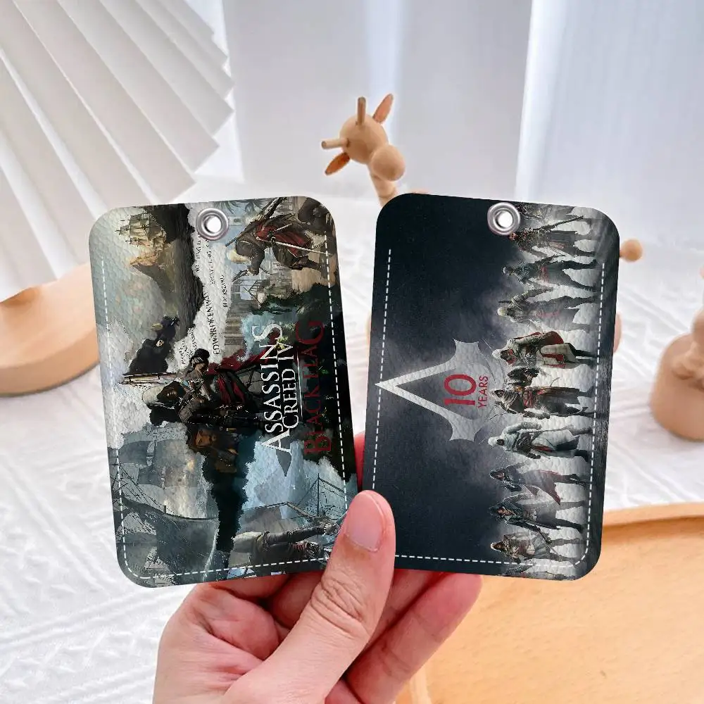 Llavero Porta Tarjetas de Acceso para Juegos A-Assassin C-Creed, Tarjetas de Metro, Autobús, Llavero con Anillo para Llaves, Porta Tarjetas de Identificación