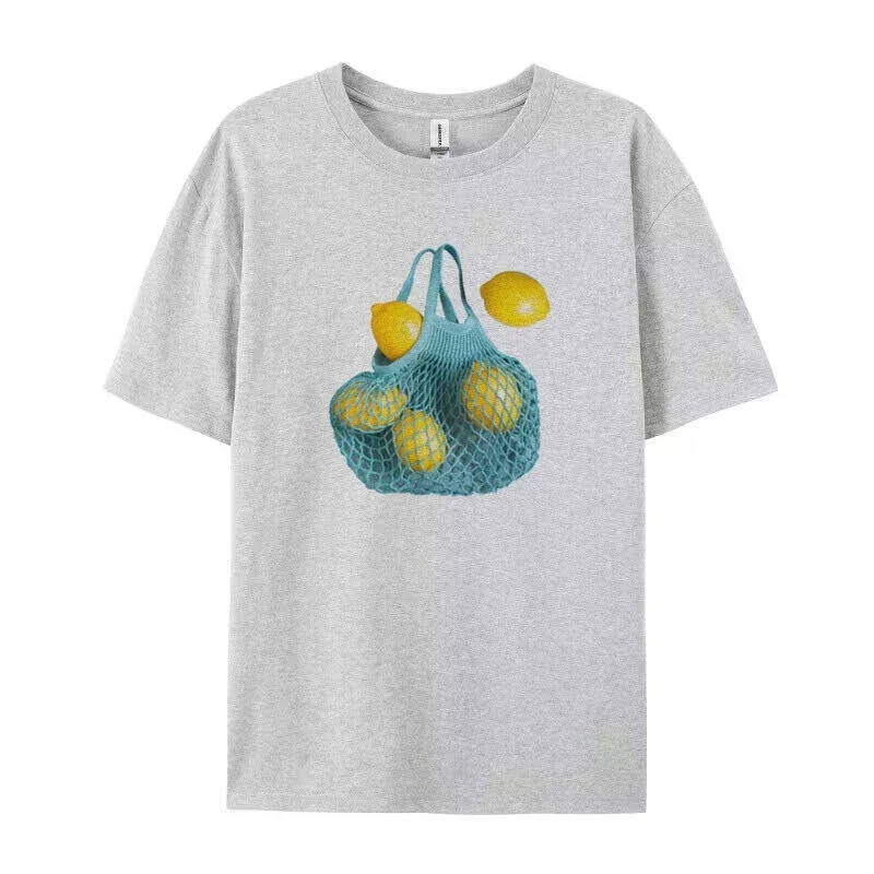 T-shirt estiva americana retrò Y2k limone Nuova donna carina Ins Abbigliamento da strada Personalità allentata Hip Hop Casual Top a mezza manica